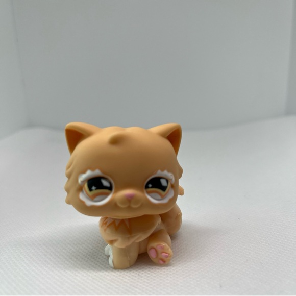 Littlest Pet Shop Peach Persian Kitten Cat #490 Hasbro LPS Orange Eyes 2007 - Picture 1 of 3